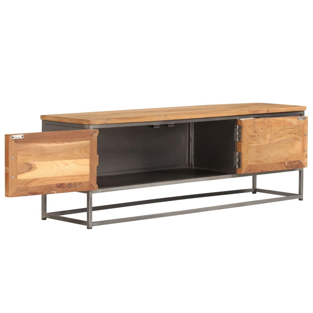 vidaXL Mueble para TV madera de teca reciclada y acero 120x30x40 cm - Image 4