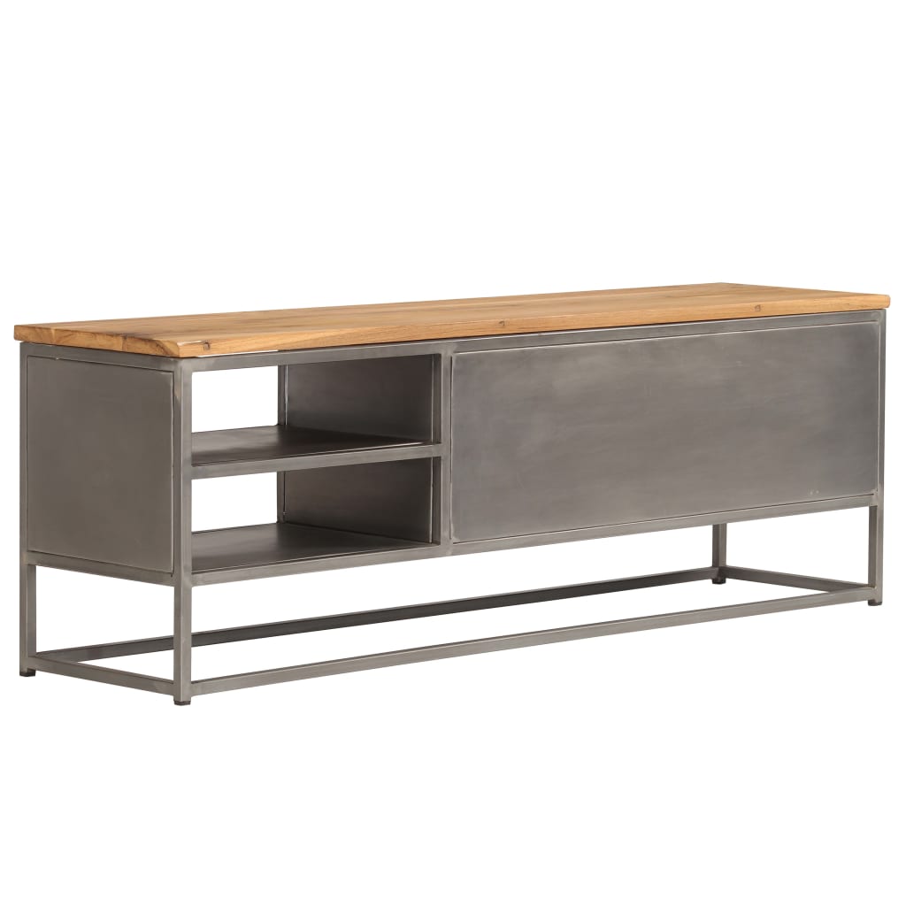 vidaXL Mueble para TV madera de teca reciclada y acero 120x30x40 cm - Image 3