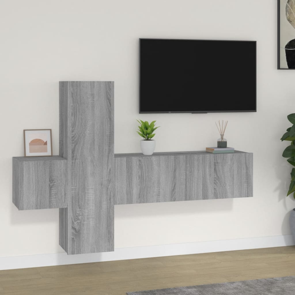 vidaXL Set de muebles para TV 3 pzas madera contrachapada gris Sonoma