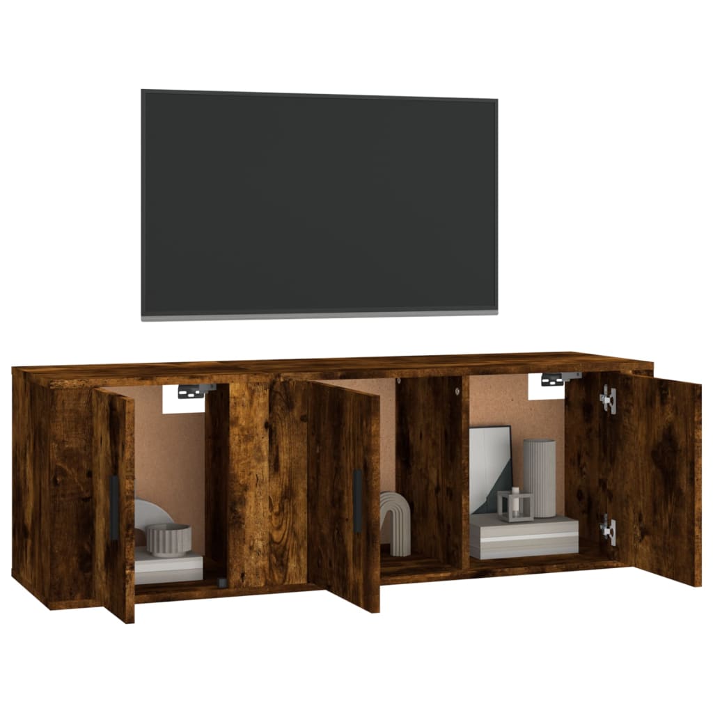 vidaXL Set de muebles de TV 2 pzas madera contrachapada roble ahumado - Image 3