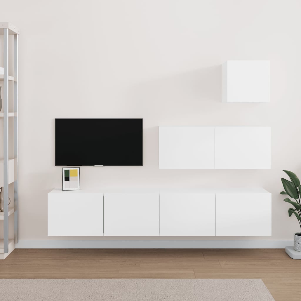 vidaXL Set de muebles para TV 4 piezas madera contrachapada blanco