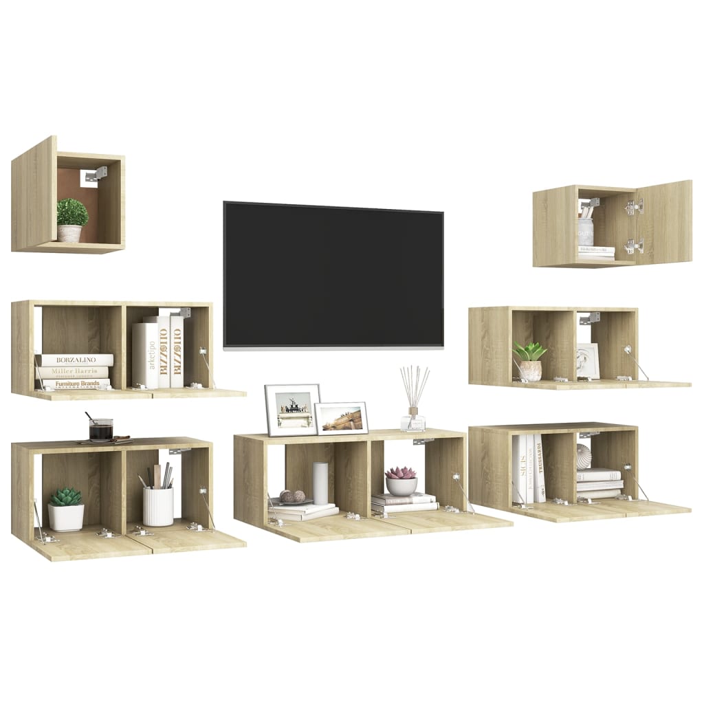 vidaXL Juego de muebles de salón 7 piezas roble Sonoma - Image 3