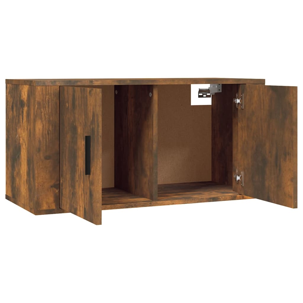 vidaXL Set de muebles de TV 2 pzas madera contrachapada roble ahumado - Image 5