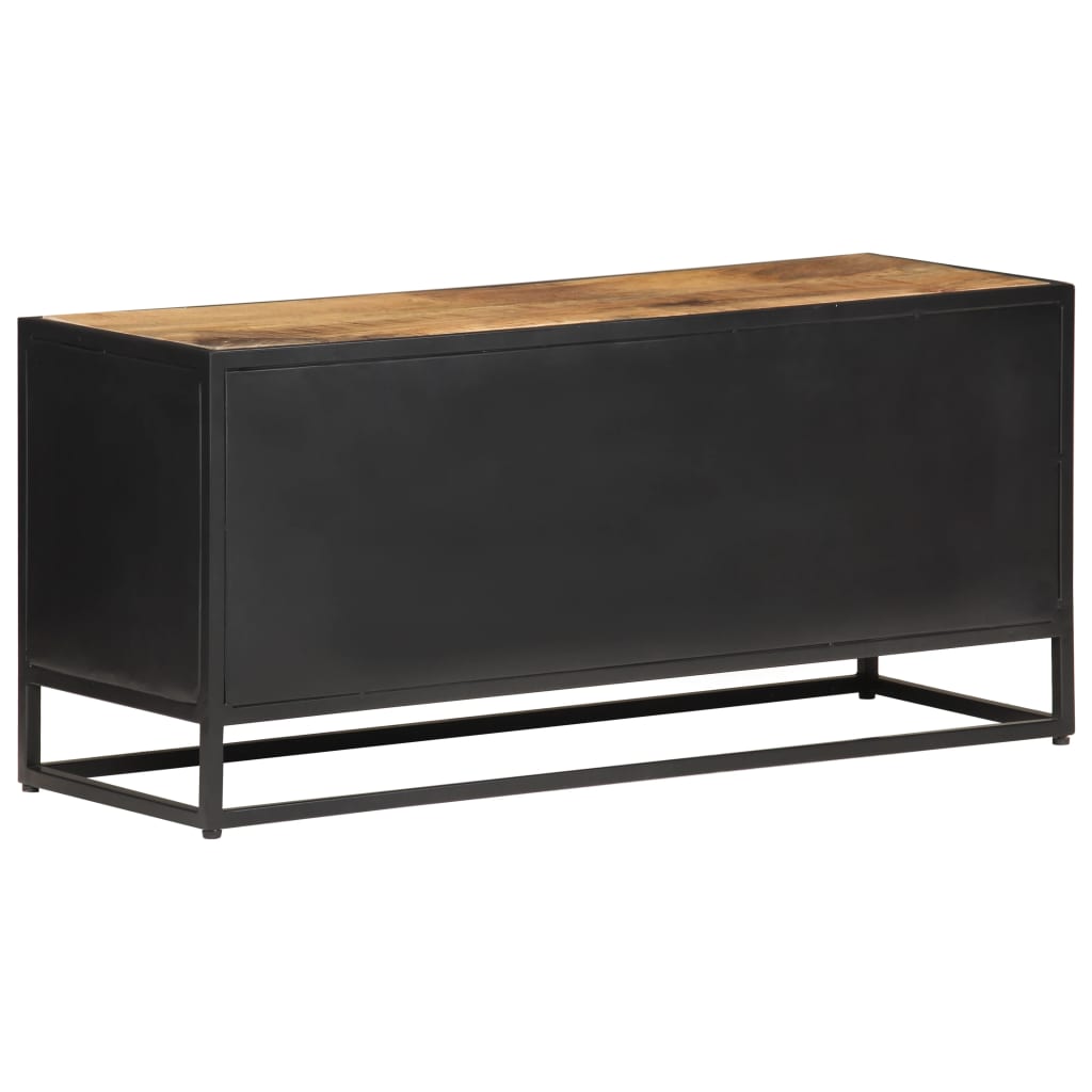 vidaXL Mueble para TV madera mango rugosa y caña natural 90x30x40 cm - Image 4