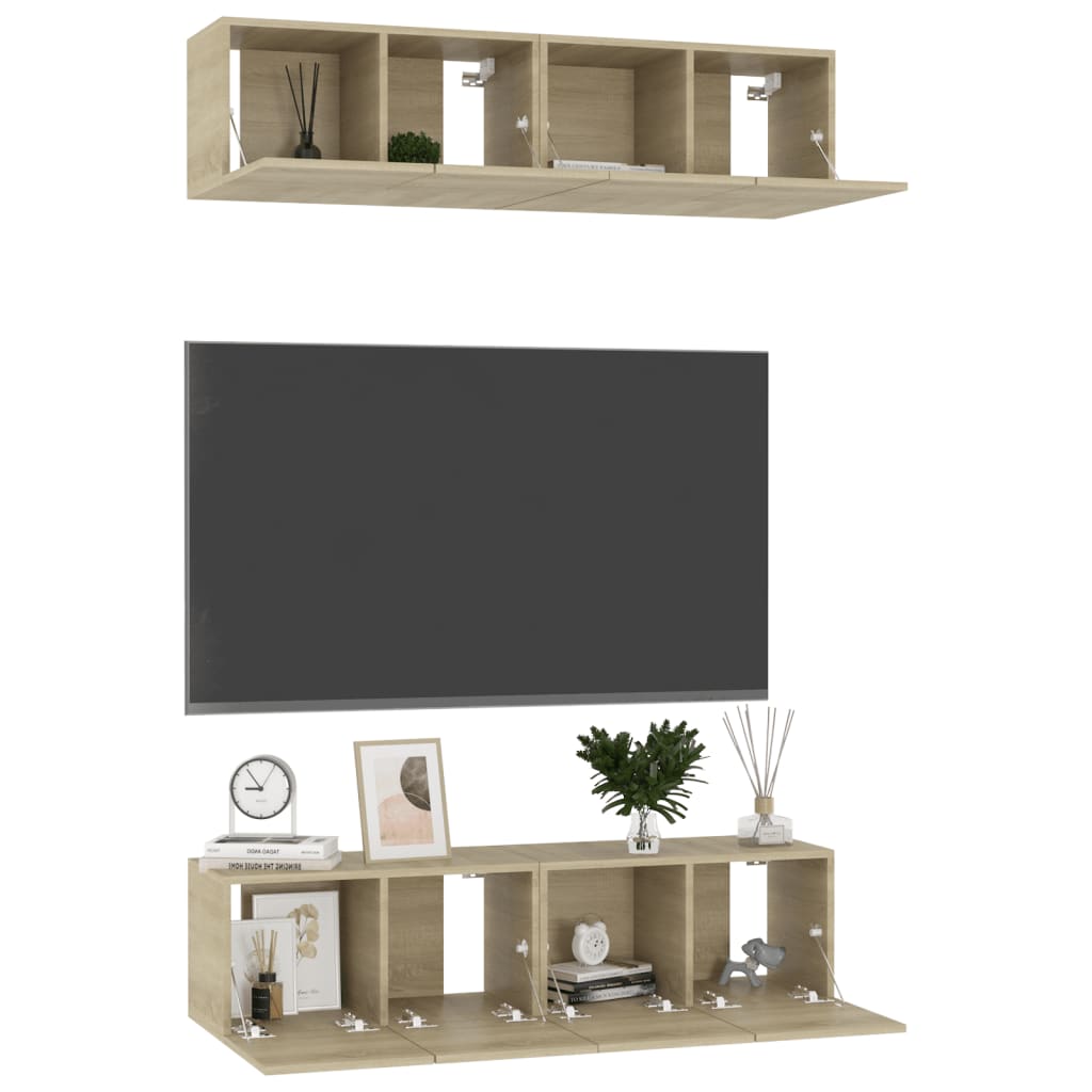 vidaXL Juego de muebles de salón 4 piezas roble Sonoma 60x30x30 cm - Image 3