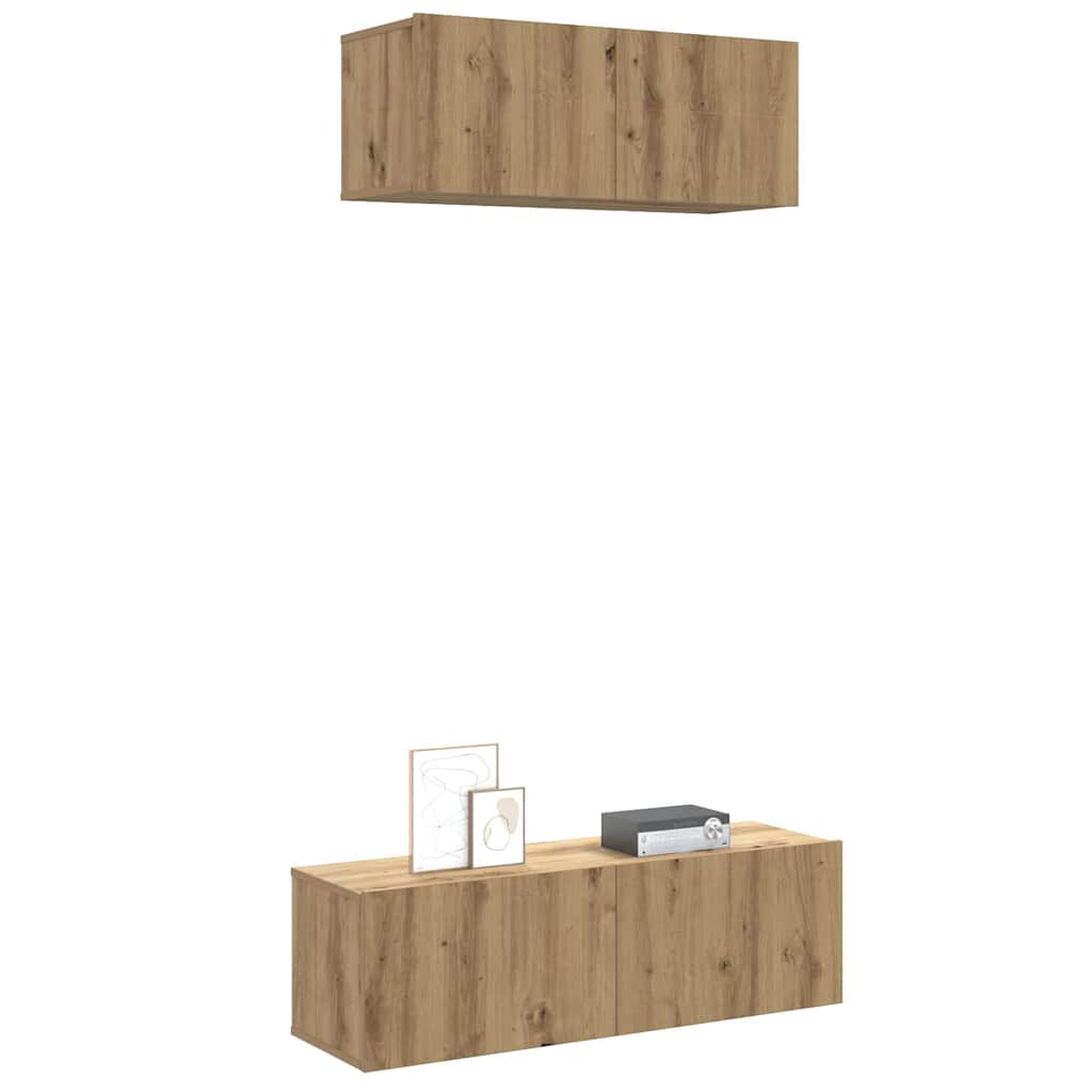 vidaXL Mueble para TV de pared madera contrachapada artesanal 2 piezas
