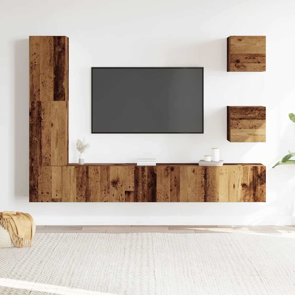 vidaXL Conjunto de mueble de TV 5 piezas montado la pared madera vieja - Image 3