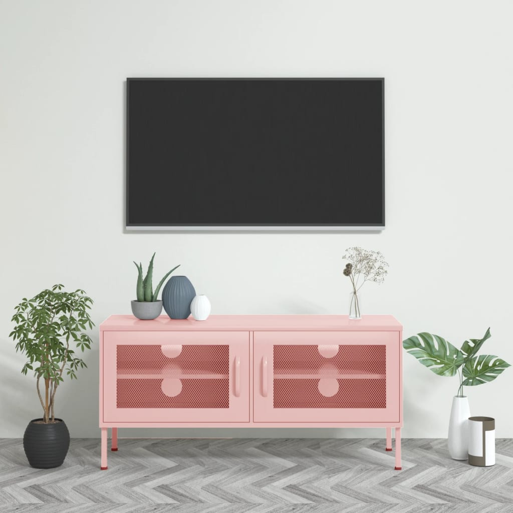 vidaXL Mueble para TV de acero rosa 105x35x50 cm
