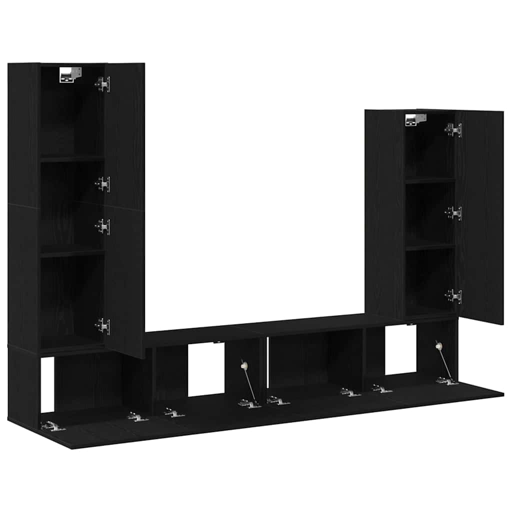 vidaXL Conjunto de mueble de TV 6 pcs Roble Negro Madera de ingeniería - Image 4