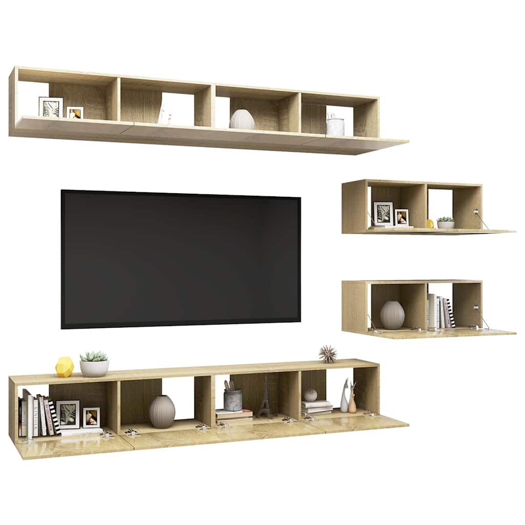 vidaXL Juego de muebles de salón 6 piezas roble Sonoma - Image 3