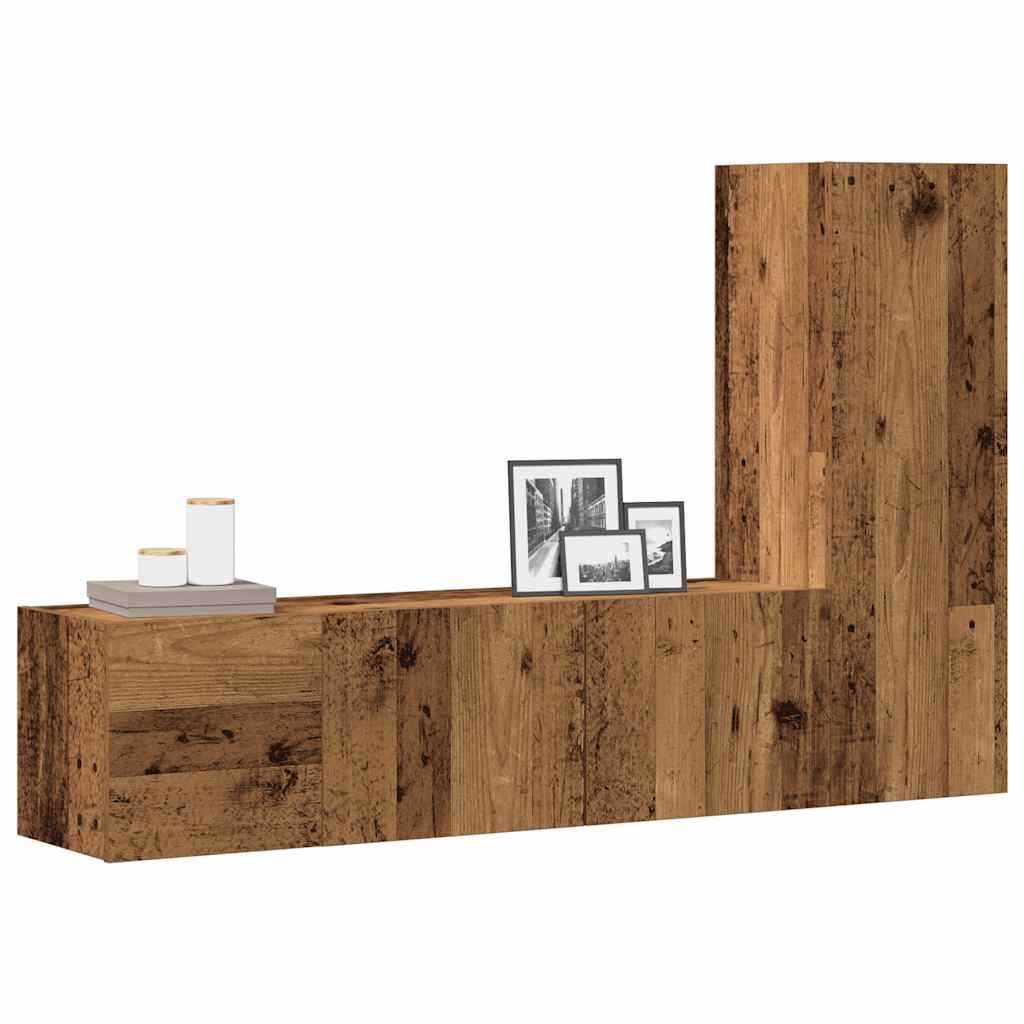 vidaXL Muebles de TV de pared 3 uds madera vieja madera de ingeniería
