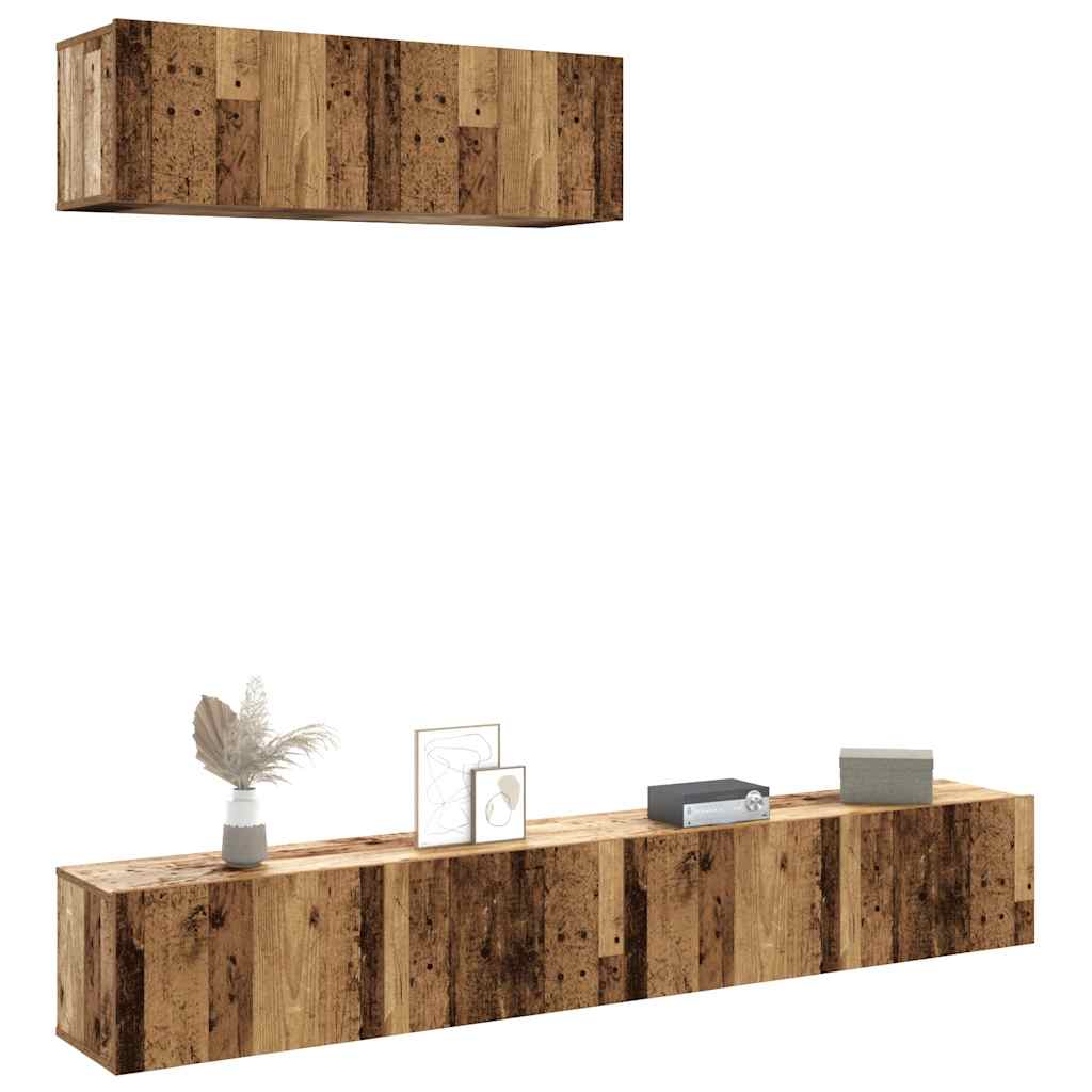 vidaXL Muebles TV de pared 3 uds madera vieja 100x30x30 cm