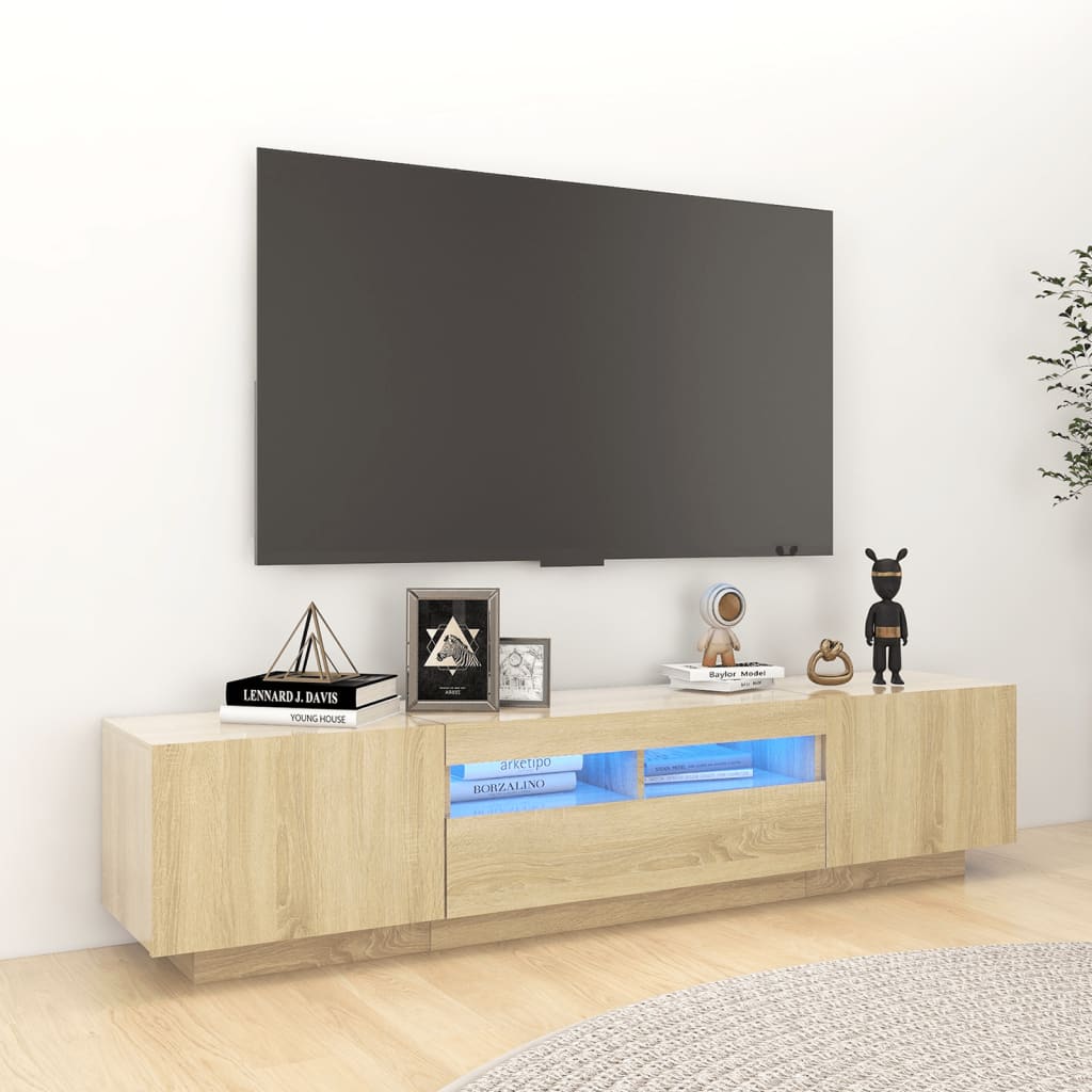 vidaXL Armario TV con luces LED color roble Sonoma 180x35x40 cm