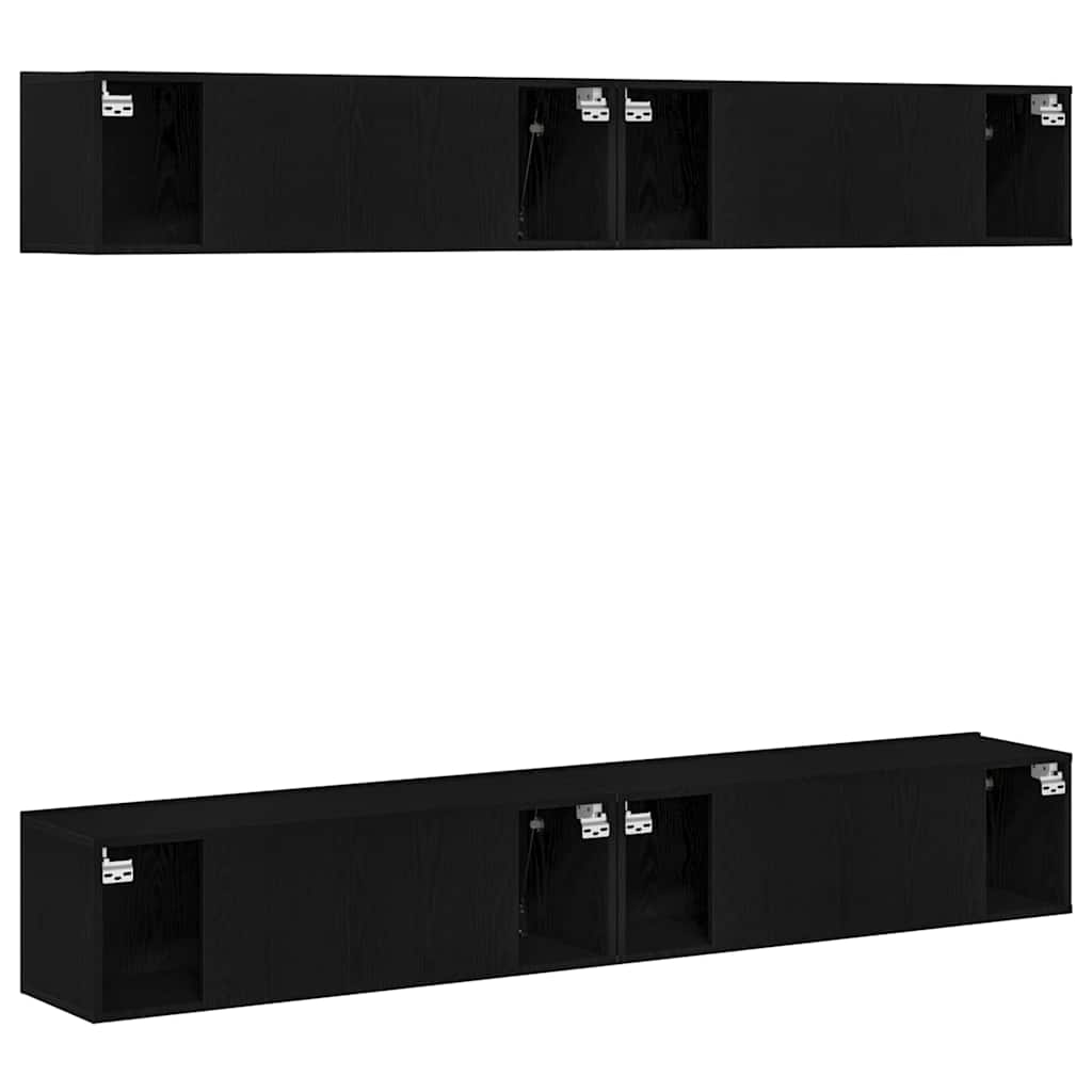 vidaXL Conjunto de mueble de TV 4 pcs Roble Negro 100 x 30 x 30 cm - Image 5
