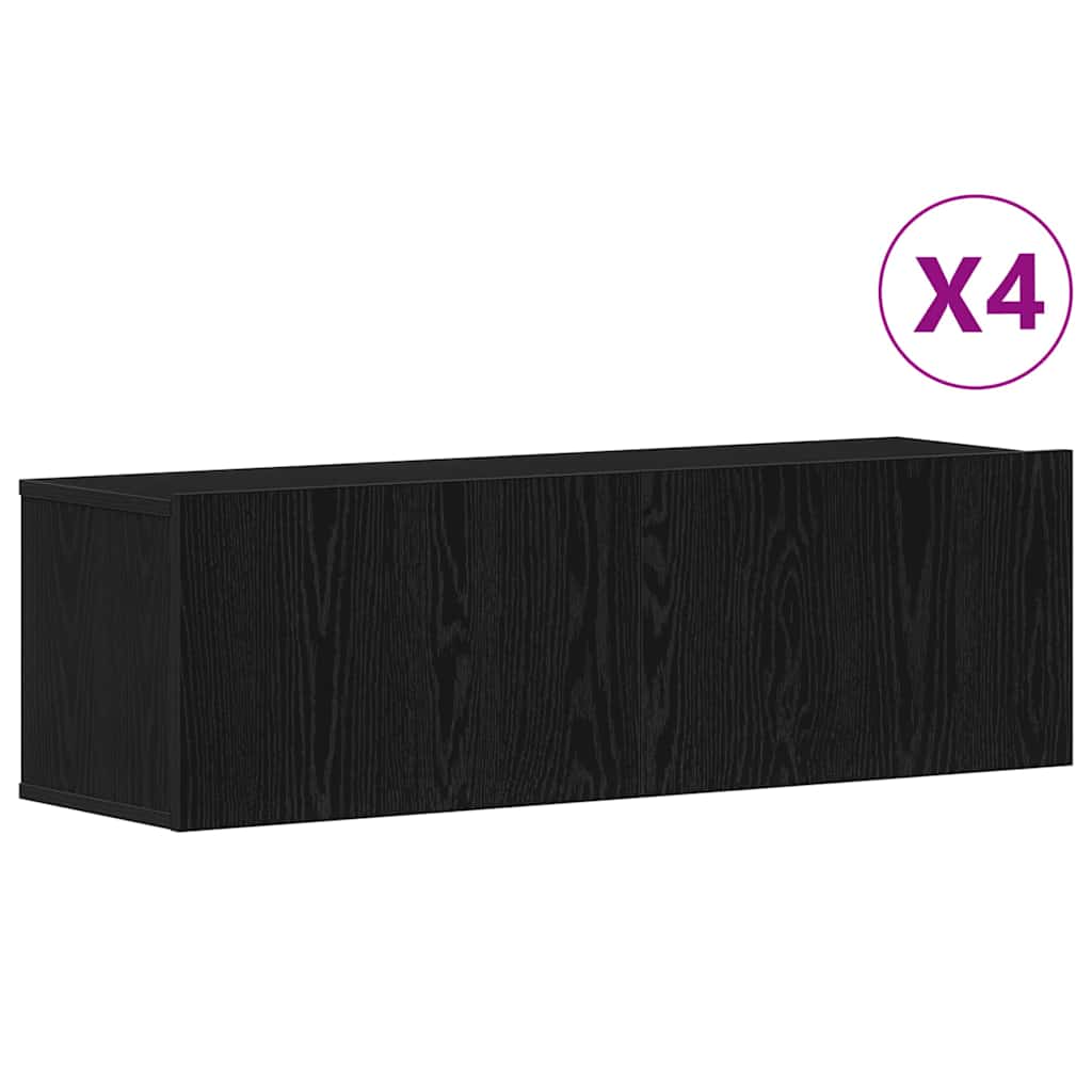 vidaXL Conjunto de mueble de TV 4 pcs Roble Negro 100 x 30 x 30 cm - Image 4
