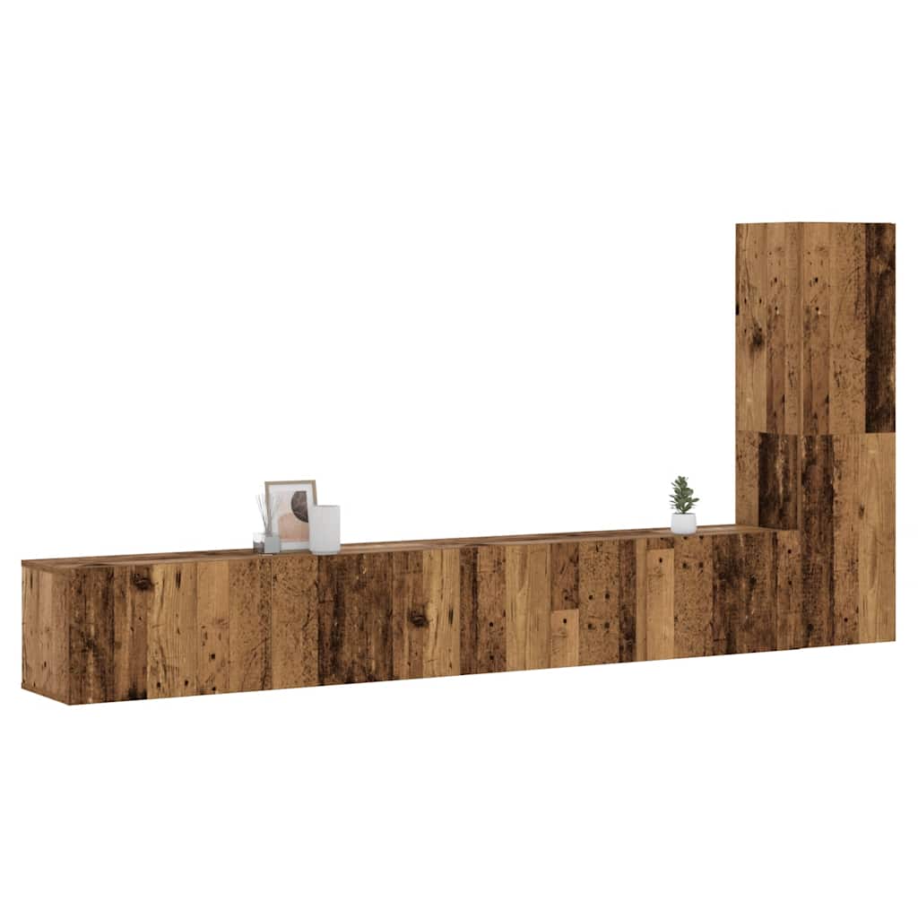 vidaXL Muebles de TV de pared 3 uds madera vieja madera de ingeniería