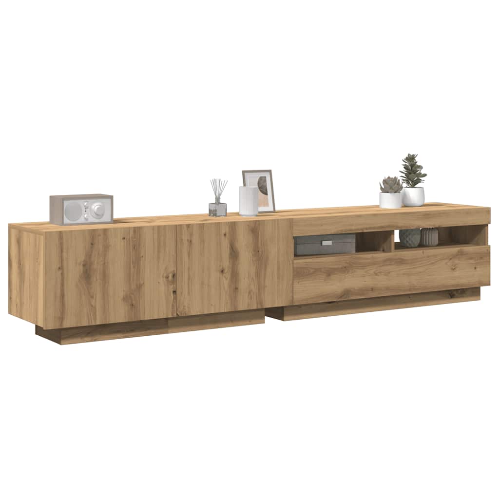 vidaXL Mueble de TV luces LED madera roble artisan 200x35x40 cm