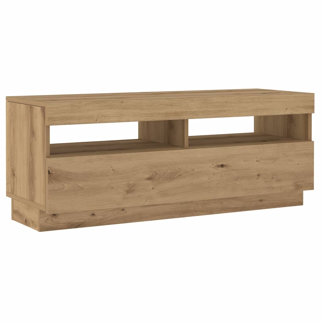 vidaXL Mueble de TV luces LED madera roble artisan 200x35x40 cm - Image 6
