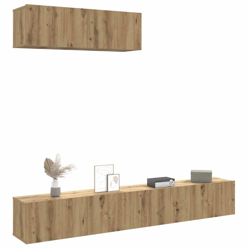 vidaXL Muebles TV de pared 3 uds roble artisan 100x30x30 cm
