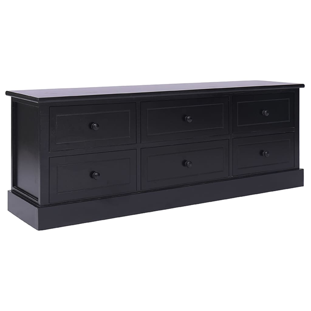 vidaXL Mueble para TV madera maciza de paulownia negro 108x30x40 cm