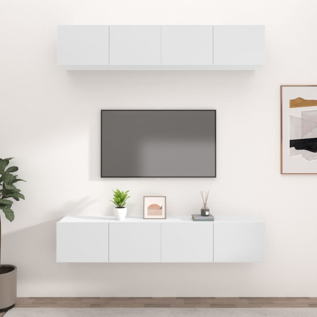 vidaXL Muebles para TV 4 uds madera contrachapada blanco 80x30x30 cm