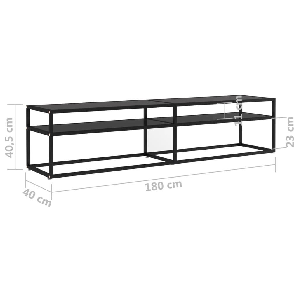 vidaXL Mueble para TV vidrio templado negro 180x40x40,5 cm - Image 6