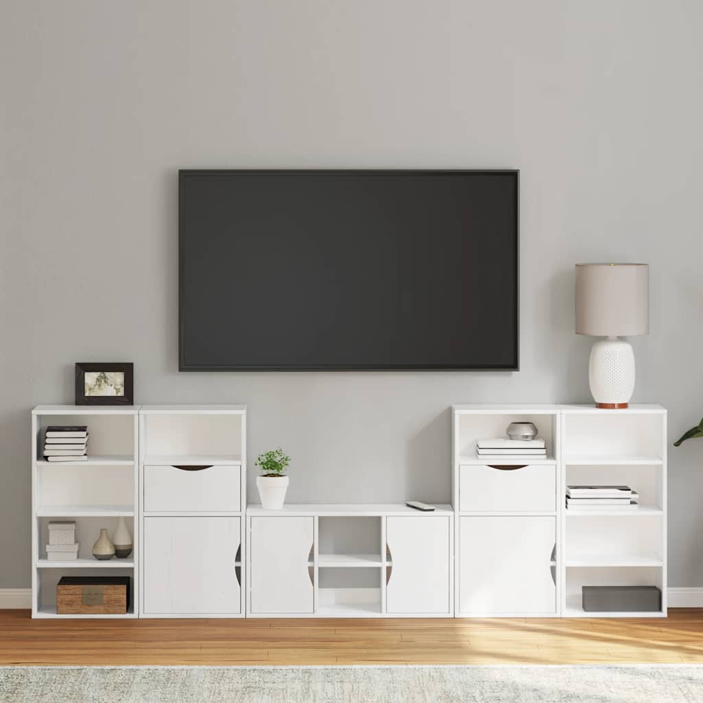 vidaXL Muebles de TV 5 uds. con almacenaje "ODDA" blanco madera pino