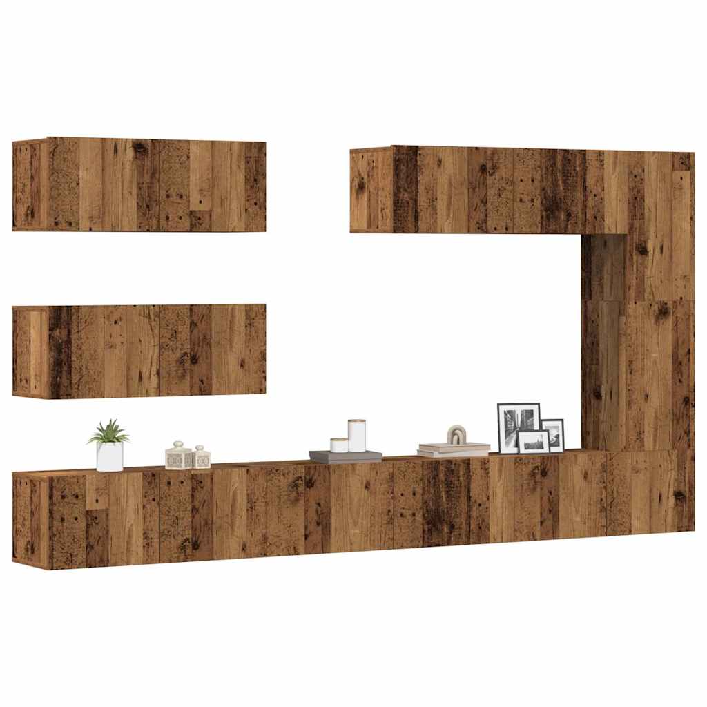 vidaXL Conjunto de mueble de TV 7 piezas montado la pared madera vieja