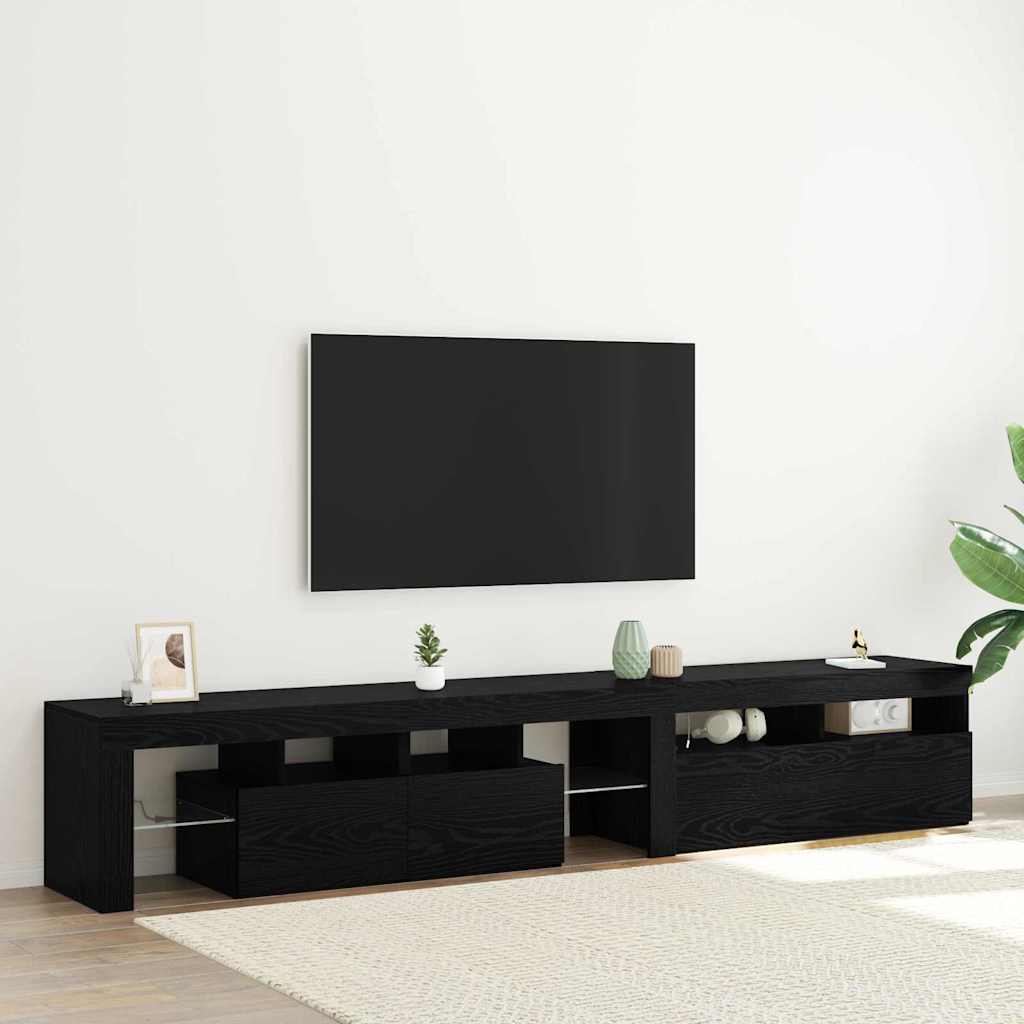 vidaXL Gabinete de TV 2 pcs Roble Negro 260 x 37 x 40 cm