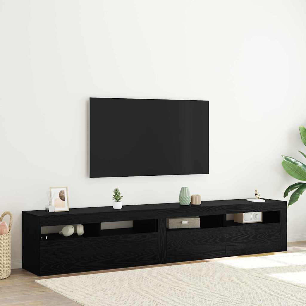 vidaXL Gabinete de TV 2 pcs Roble Negro 210 x 35 x 40 cm