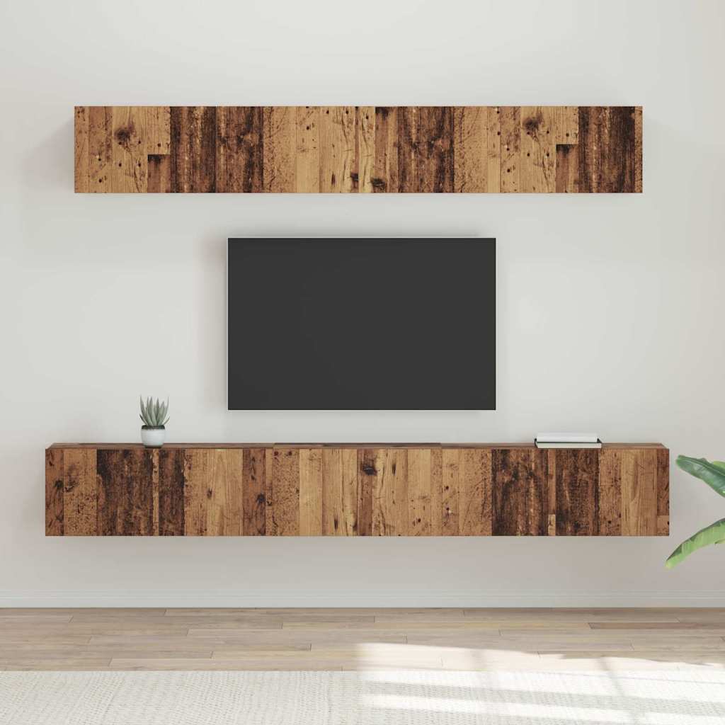 vidaXL Conjunto de mueble de TV Montaje en la pared 5 pcs Madera Vieja