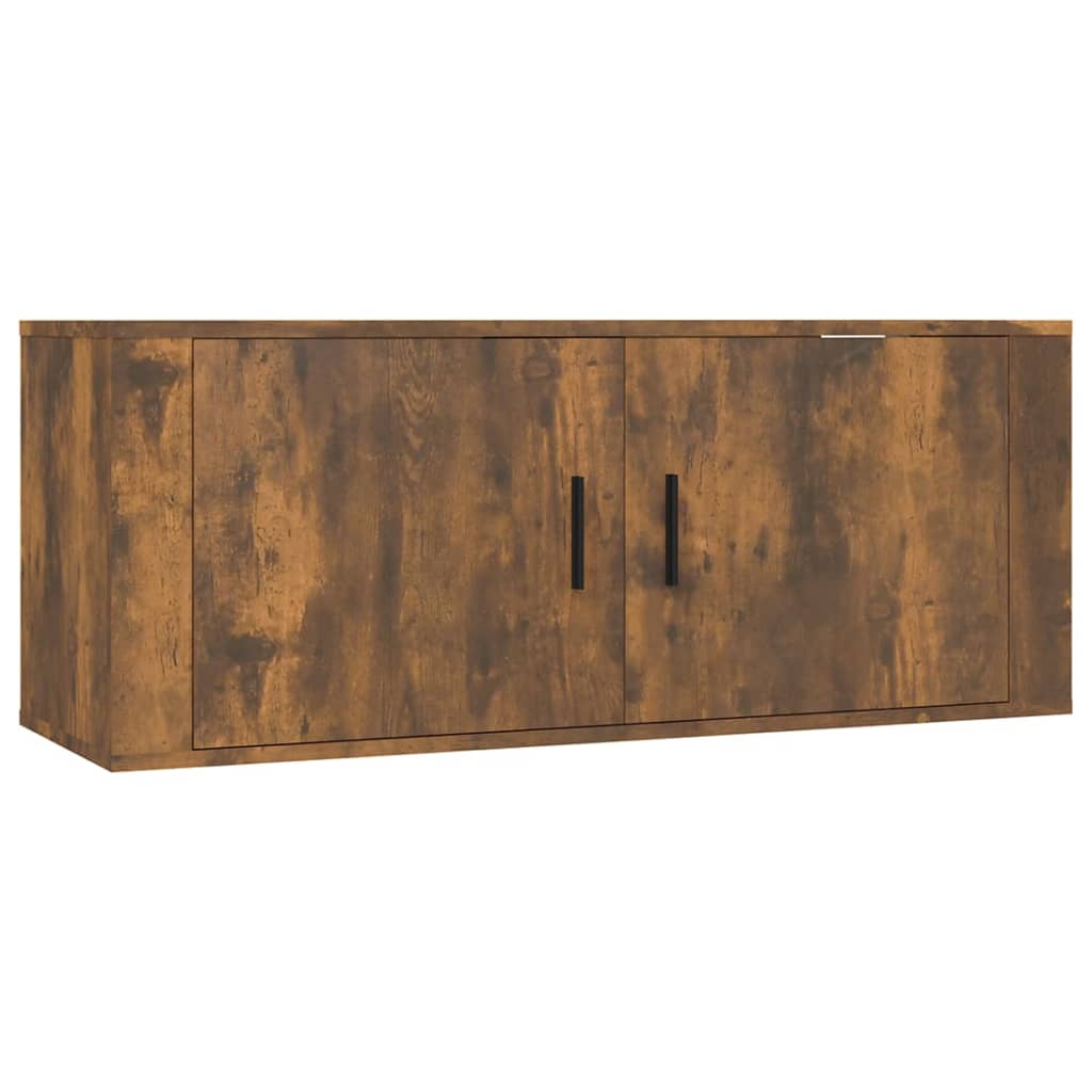 vidaXL Set de muebles de TV 2 pzas madera contrachapada roble ahumado - Image 4