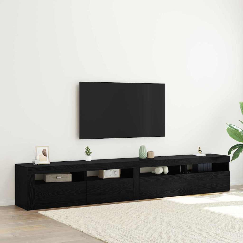 vidaXL Conjunto de mueble de TV 3 pcs Roble Negro 240 x 35 x 40 cm