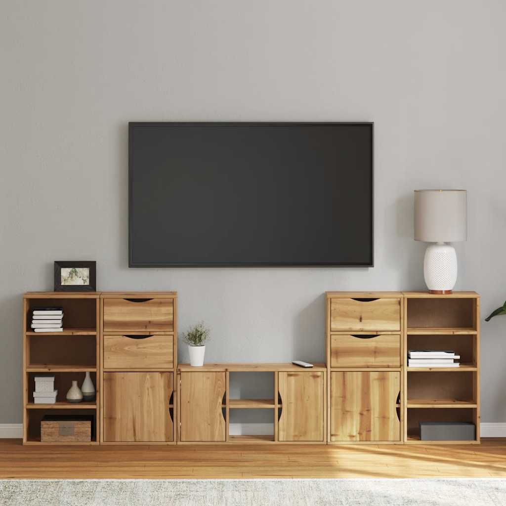 vidaXL Muebles de TV 5 uds. con almacenaje "ODDA" madera maciza pino