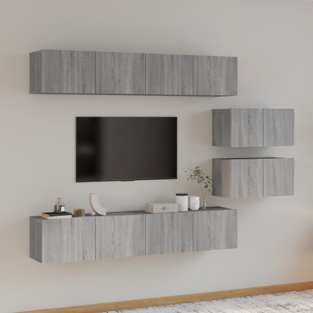 vidaXL Set de muebles para TV 6 pzas madera contrachapada gris Sonoma