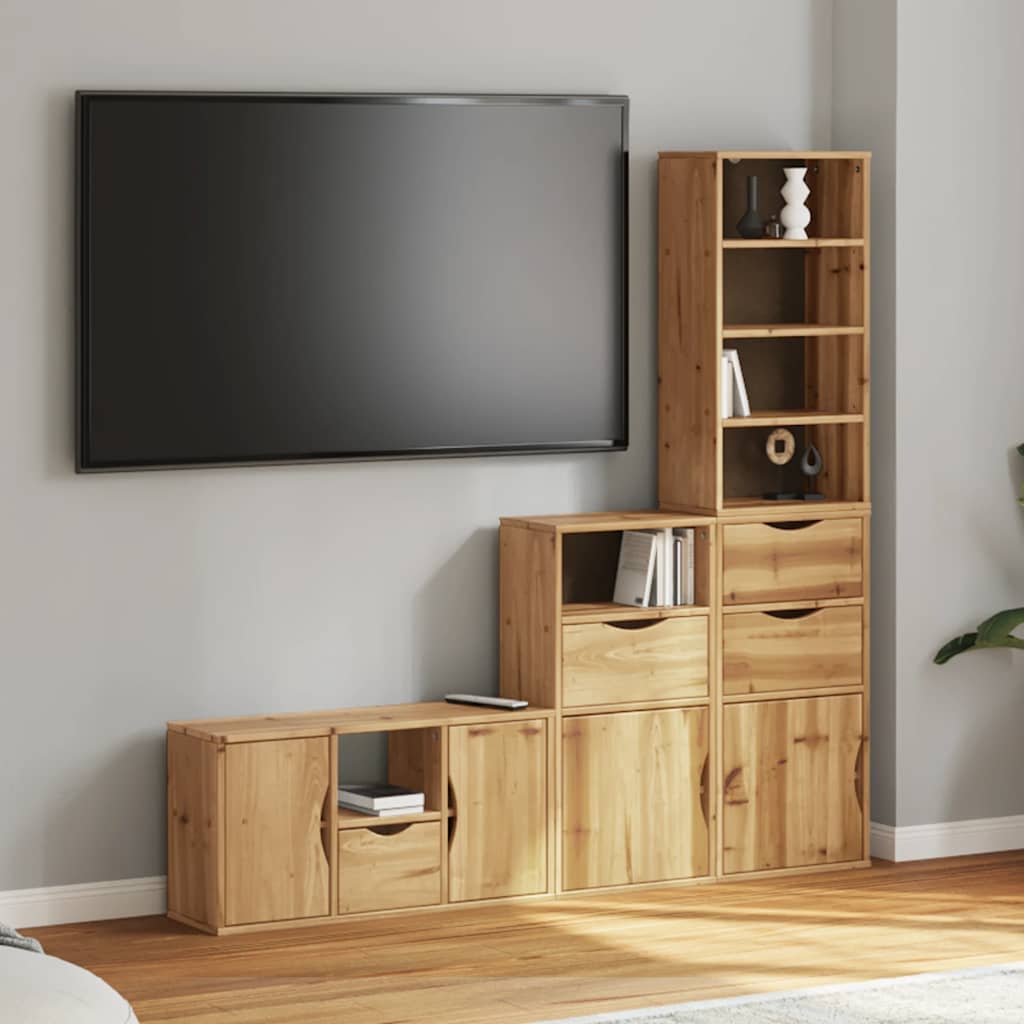 vidaXL Muebles de TV 4 uds. con almacenaje "ODDA" madera maciza pino