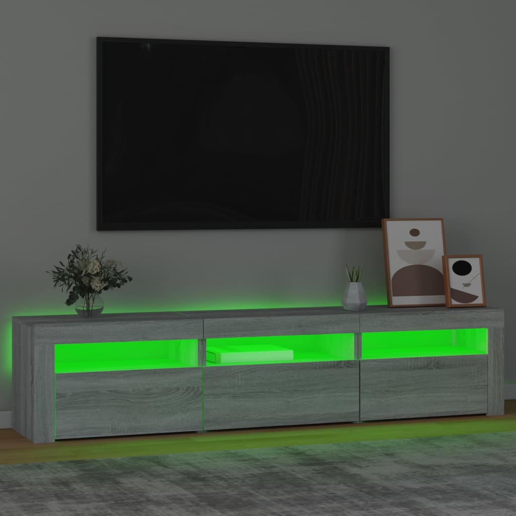 vidaXL Mueble de TV con luces LED gris Sonoma 180x35x40 cm - Image 4