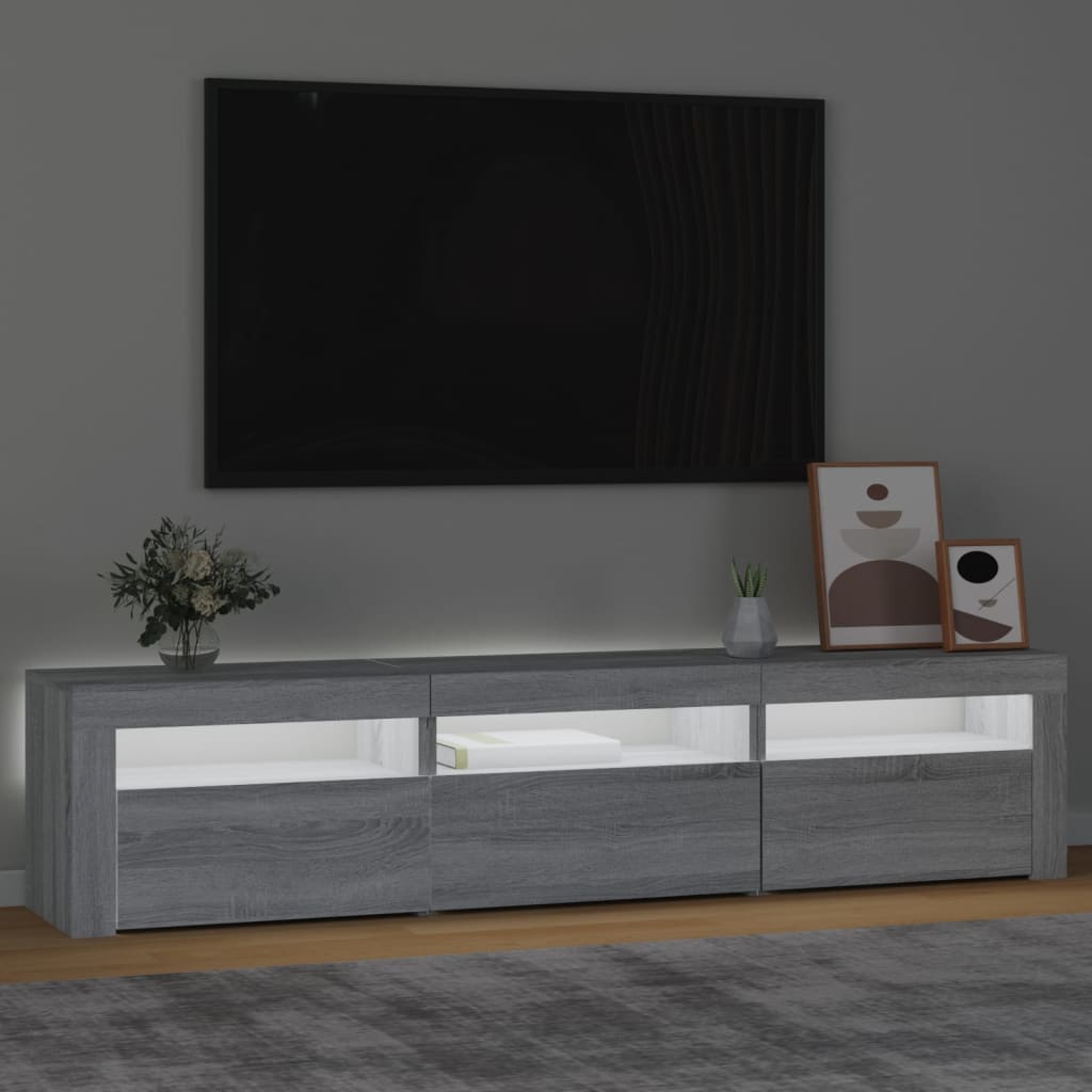 vidaXL Mueble de TV con luces LED gris Sonoma 180x35x40 cm - Image 3