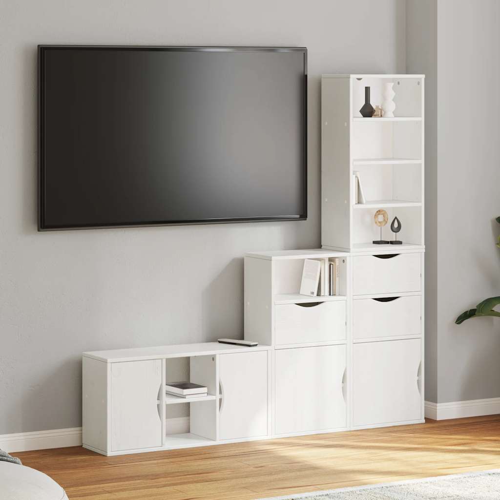 vidaXL Muebles de TV 4 uds. con almacenaje "ODDA" blanco madera pino