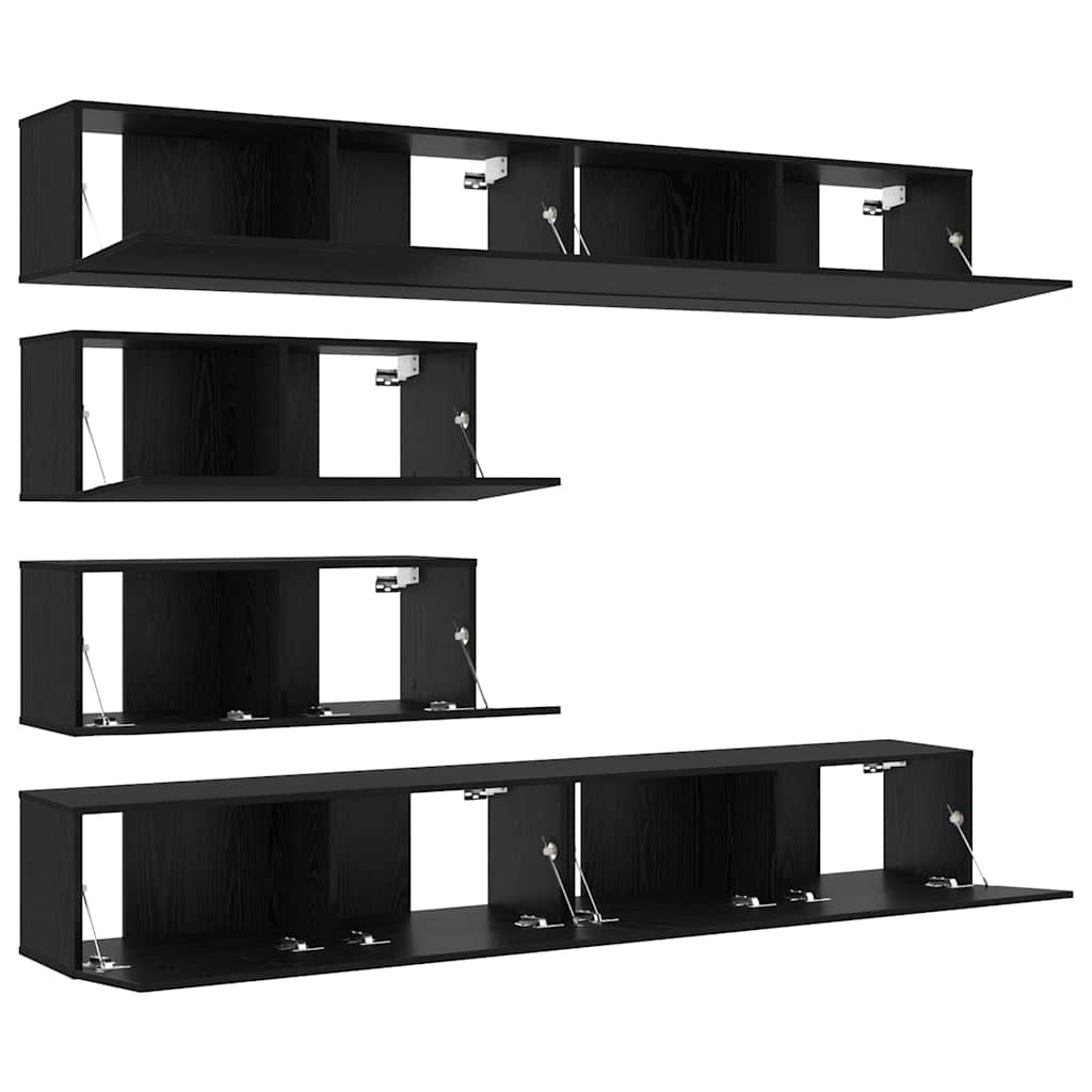 vidaXL Conjunto de mueble de TV 6 pcs Roble Negro Madera de ingeniería - Image 5