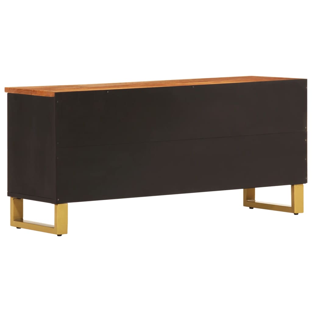 vidaXL Mueble de TV madera maciza mango marrón y negro 100x33,5x46 cm - Image 6