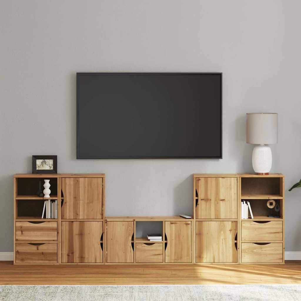 vidaXL Muebles de TV 5 uds. con almacenaje "ODDA" madera maciza pino