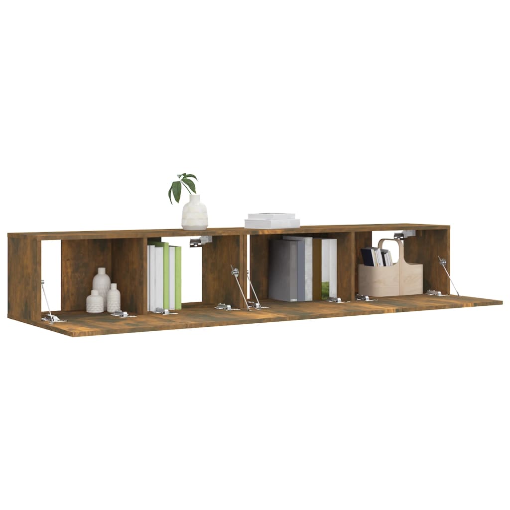vidaXL Set de muebles de TV 2 pzas madera contrachapada roble ahumado - Image 3