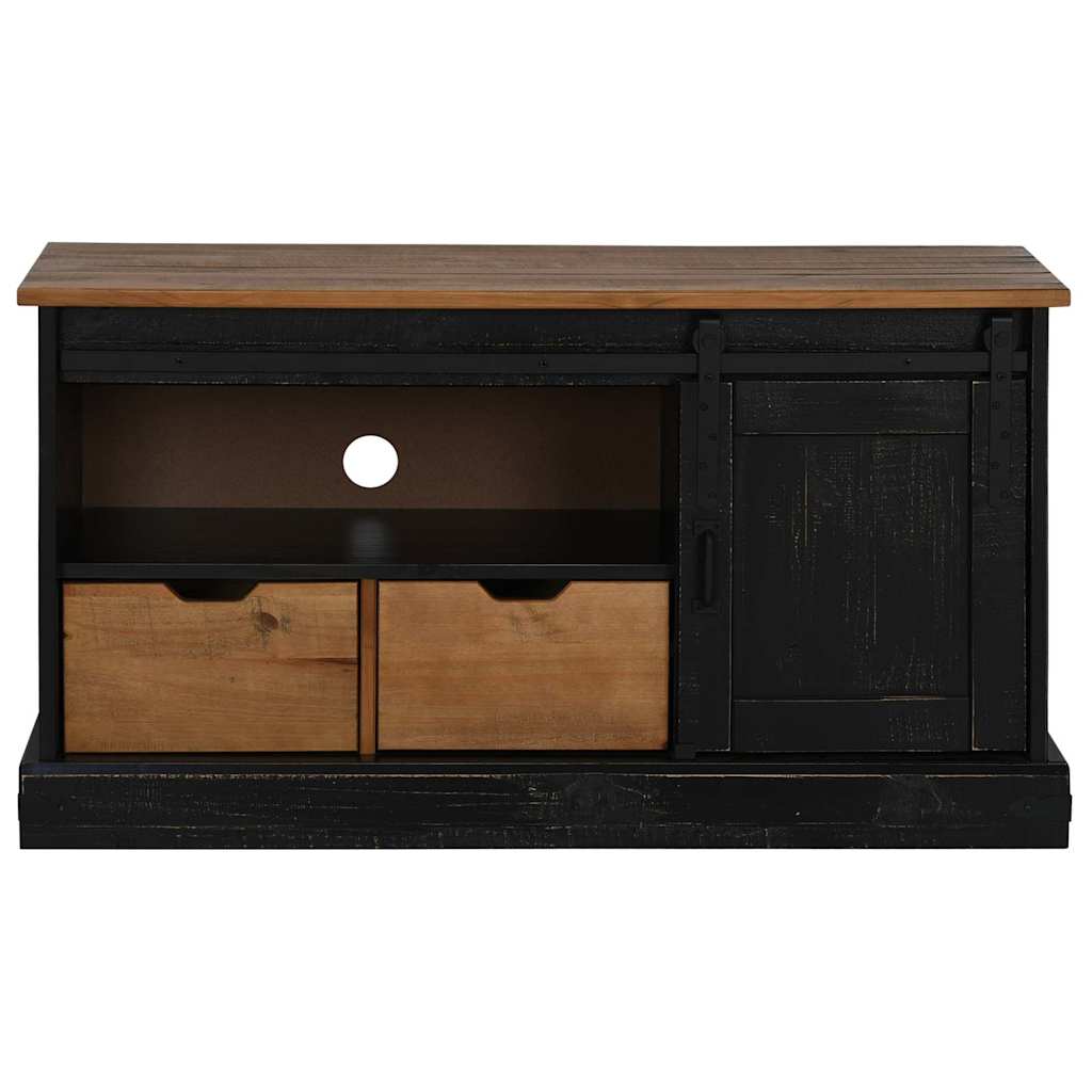 vidaXL Mueble de TV HALDEN con puerta corredera negro 110x40x60 cm - Image 3