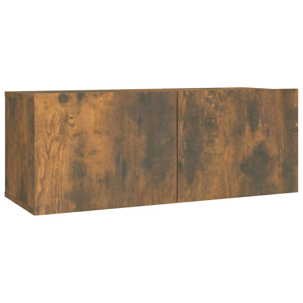 vidaXL Set de muebles de TV 2 pzas madera contrachapada roble ahumado - Image 5