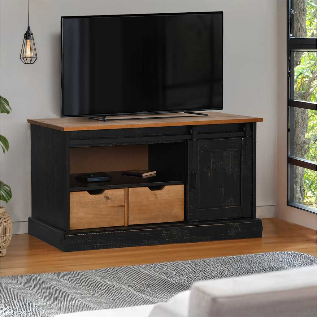 vidaXL Mueble de TV HALDEN con puerta corredera negro 110x40x60 cm