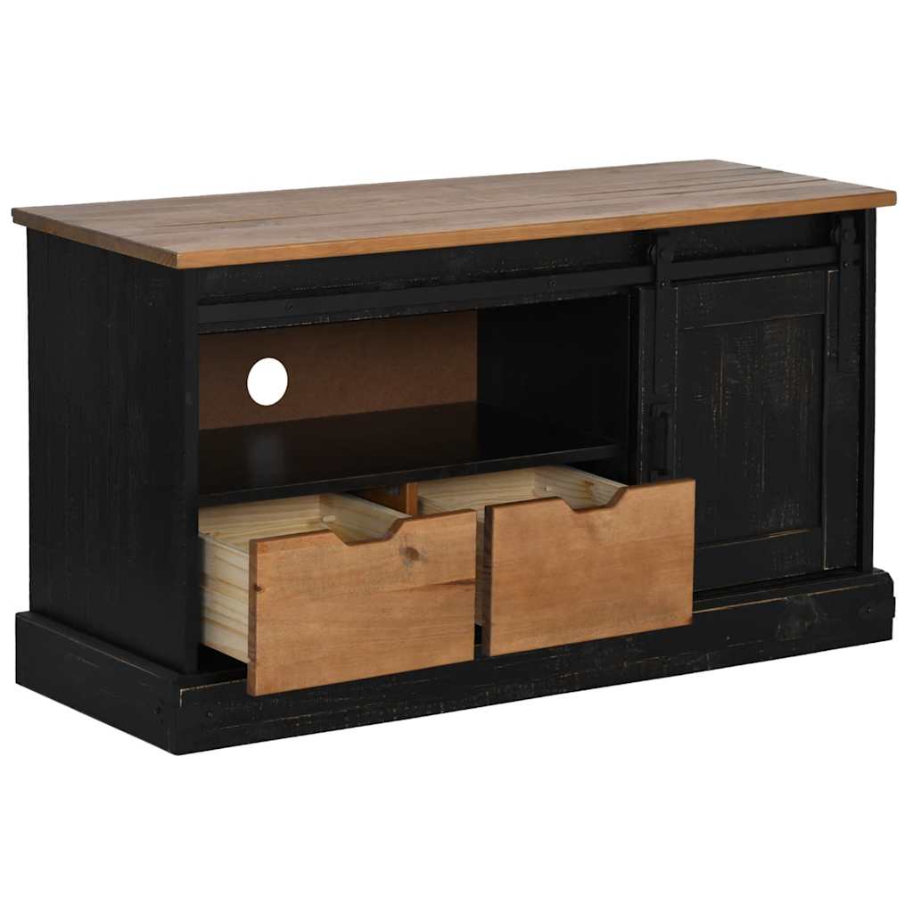 vidaXL Mueble de TV HALDEN con puerta corredera negro 110x40x60 cm - Image 4