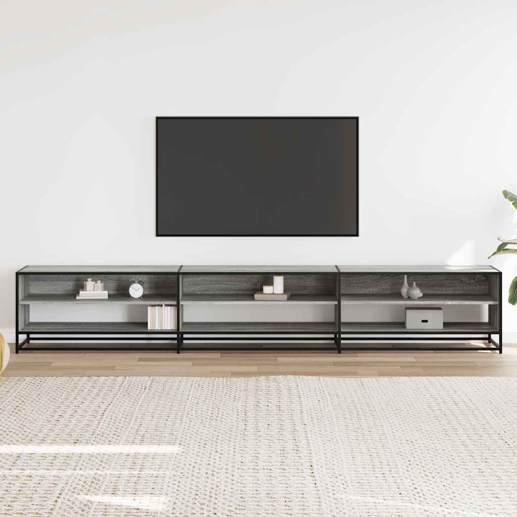 vidaXL Mueble de TV madera de ingeniería gris Sonoma 270x40x46 cm - Image 3