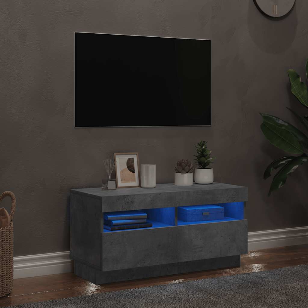 vidaXL Mueble de TV con luces LED gris hormigón 80x35x40 cm