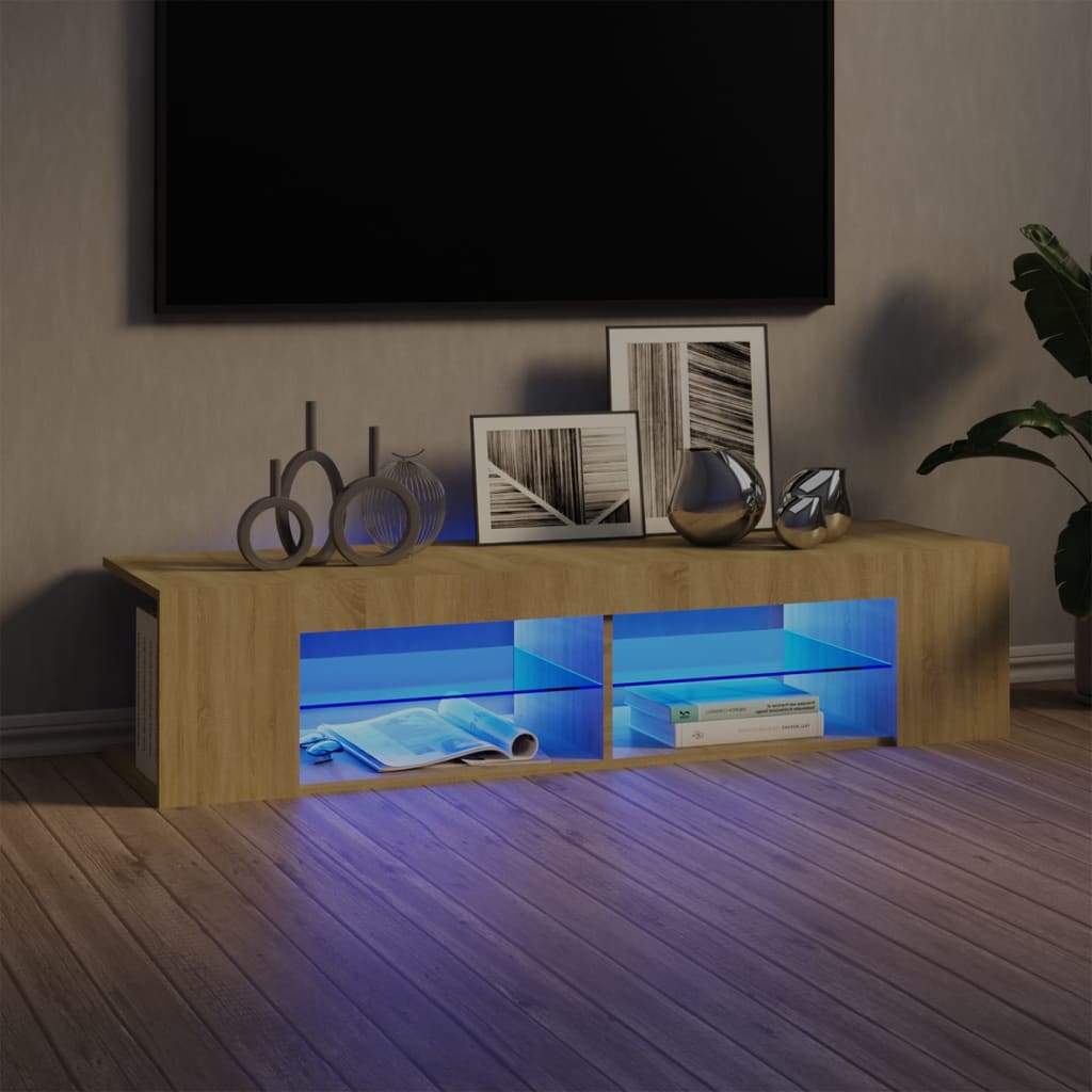 vidaXL Mueble de TV con luces LED roble Sonoma 135x39x30 cm